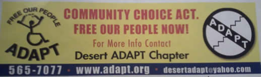 El Paso Billboard supporting Desert ADAPT & Community Choice Act. Old and new ADAPT logos