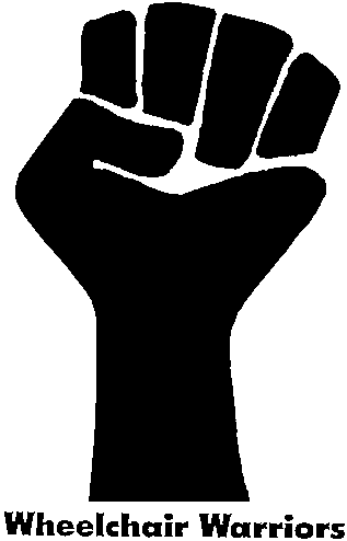 black power fist with wheelchair warriors written below